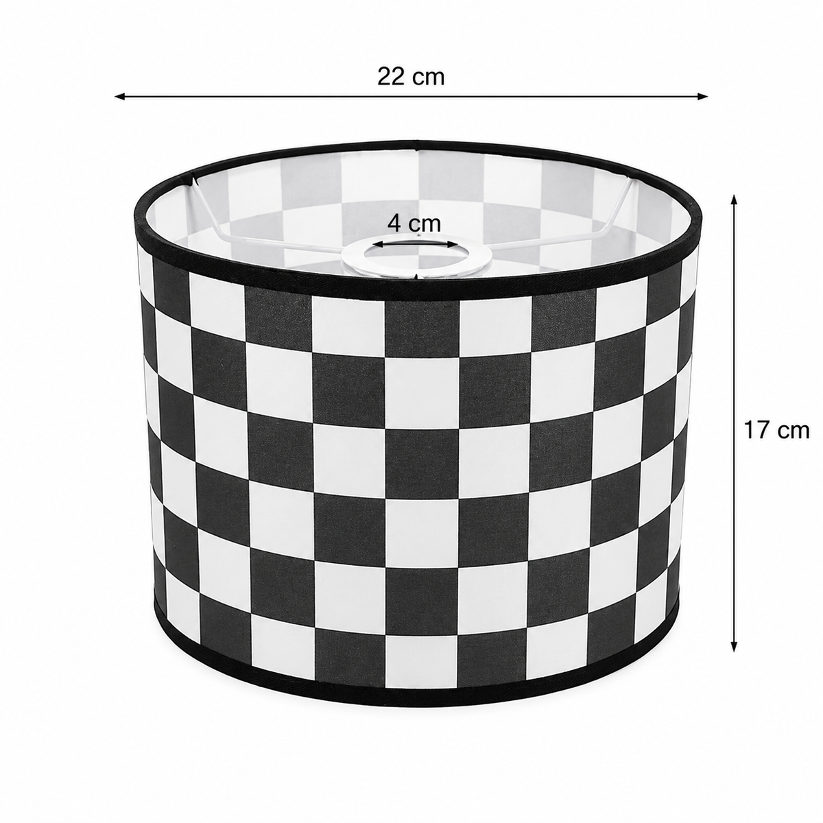 Abat-jour en tissu damier noir et blanc - Domino