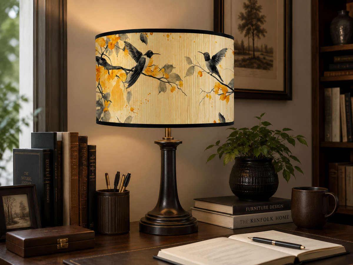 Abat-jour bambou motif colibris - Ramage