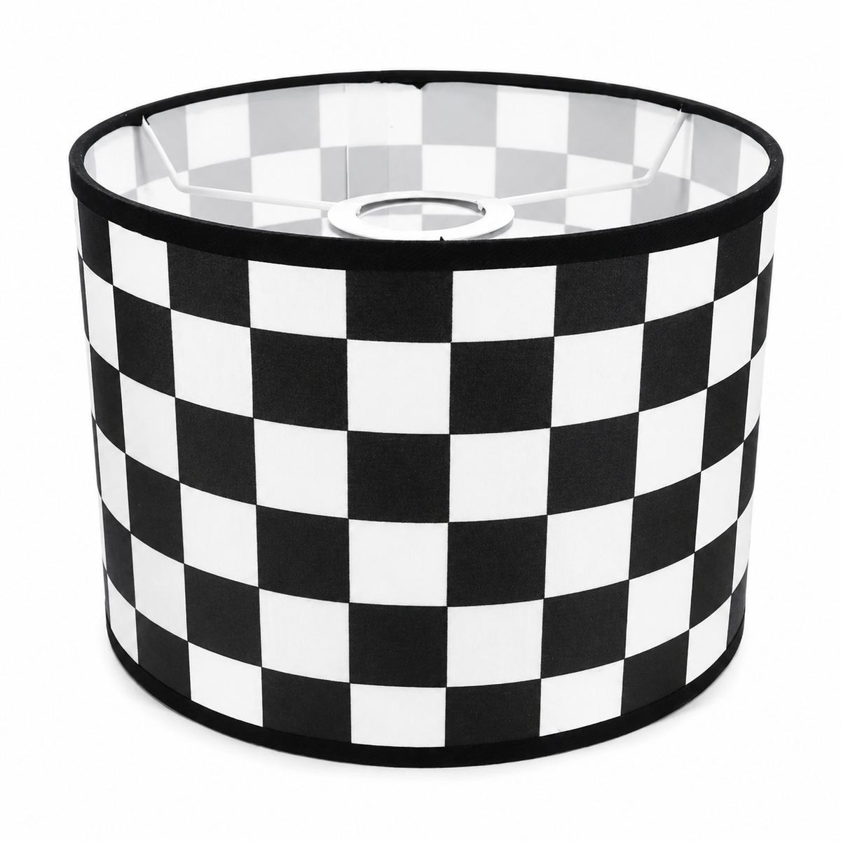 Abat-jour en tissu damier noir et blanc - Domino