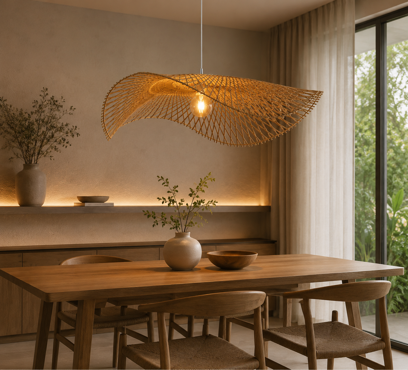 Suspension Design en Bambou–Lustre Ondulé