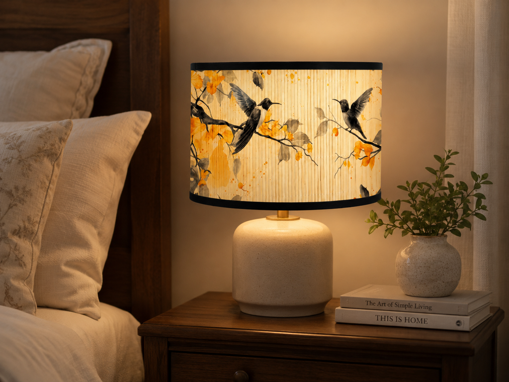 Abat-jour bambou motif colibris - Ramage