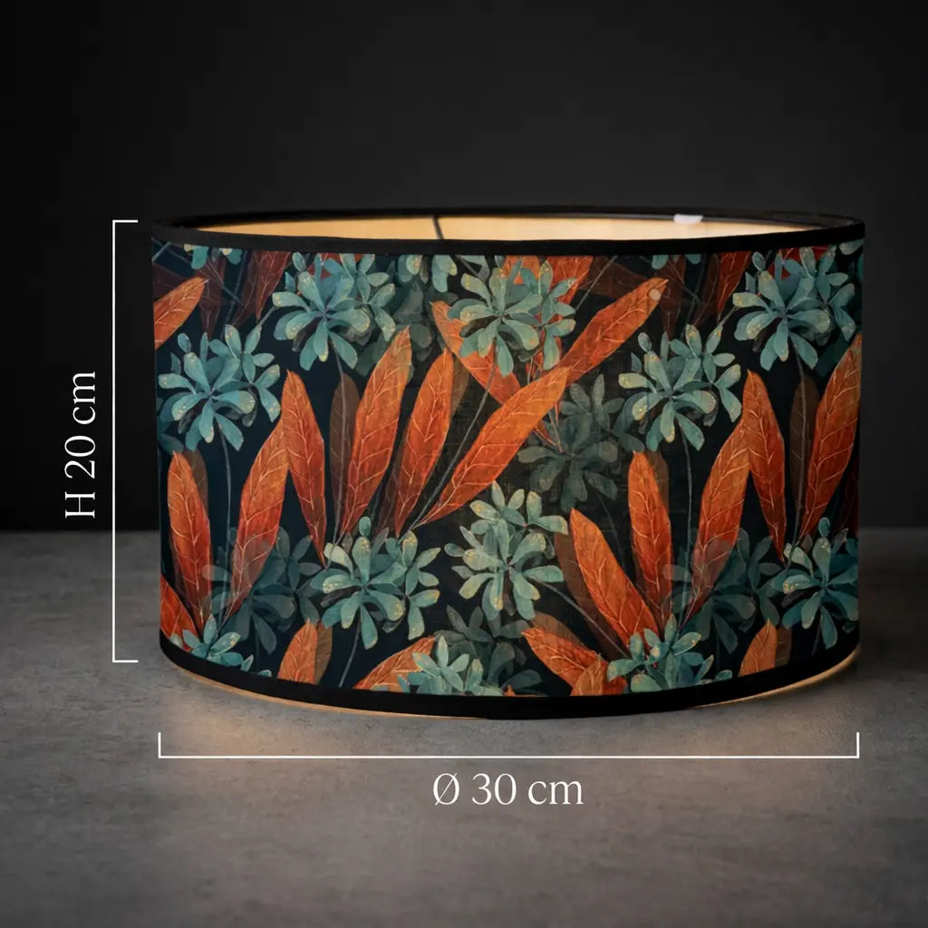 Abat-jour feuillage tropical allumé ambiance exotique