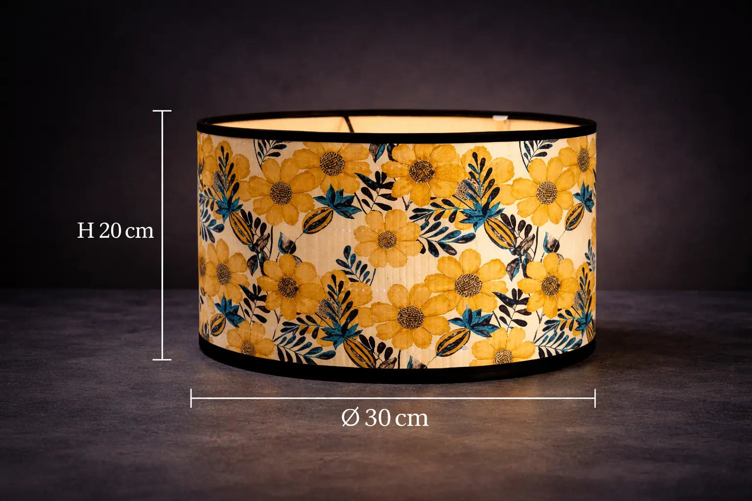 Abat-jour Floral Jaune–Motif Fleurs Vintage Lumyno
