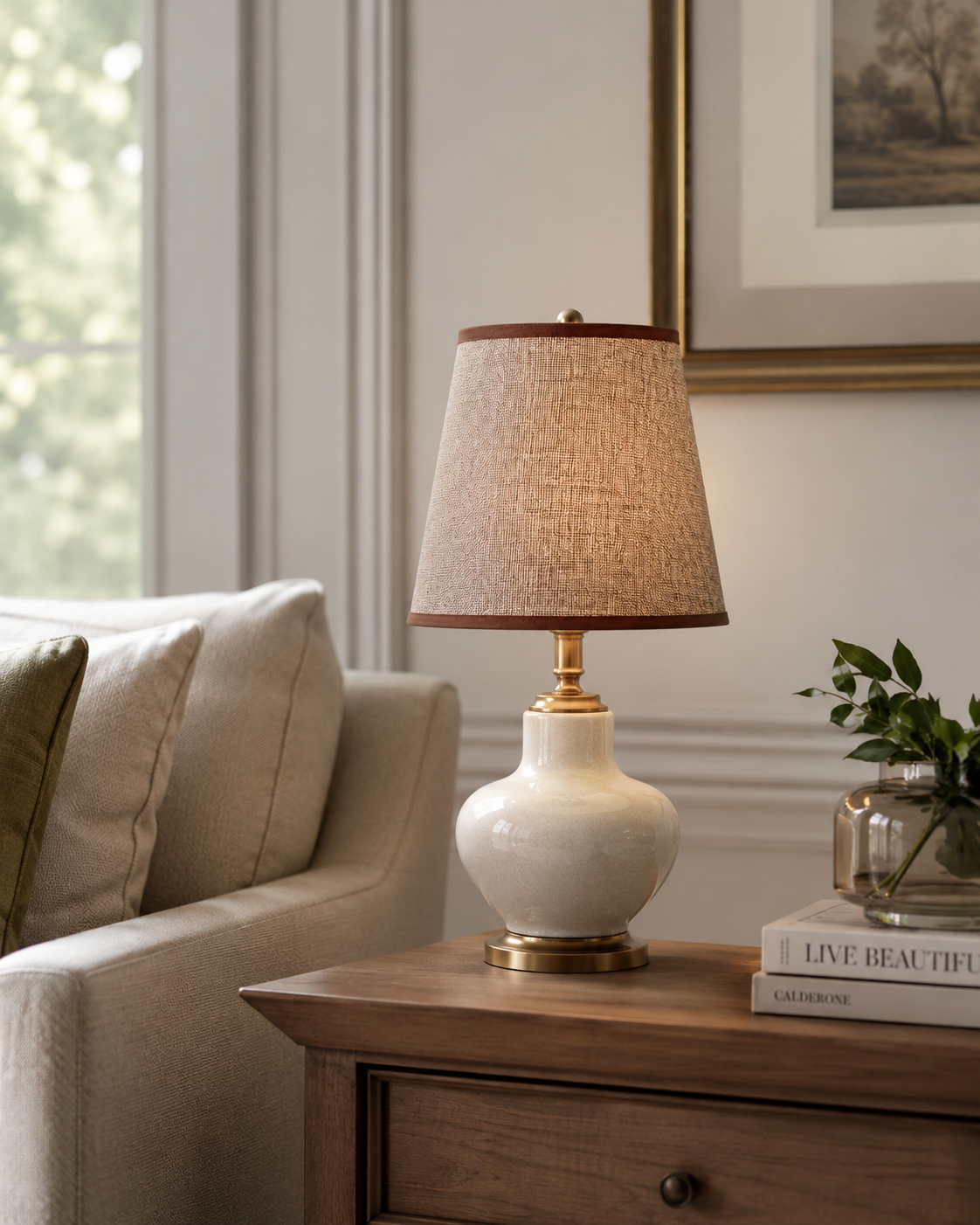 Abat-jour Conique Lin Beige