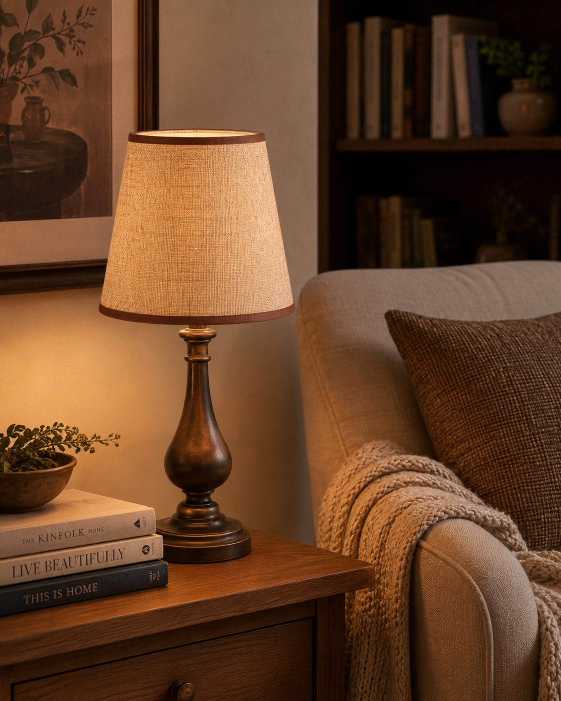 Abat-jour Conique Lin Beige