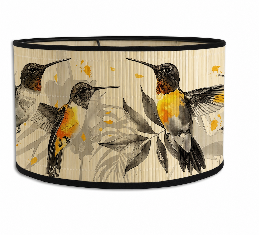 Abat-jour bambou motif colibris - Safran