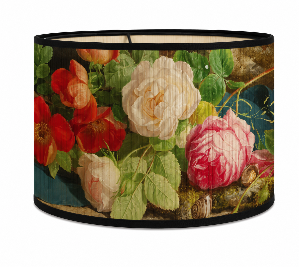 Abat-jour floral roses fond bleu - Bouquet