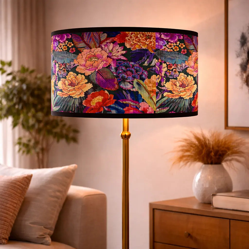 Abat-jour Floral Tropical – Motif Fleurs Colorées Lumyno
