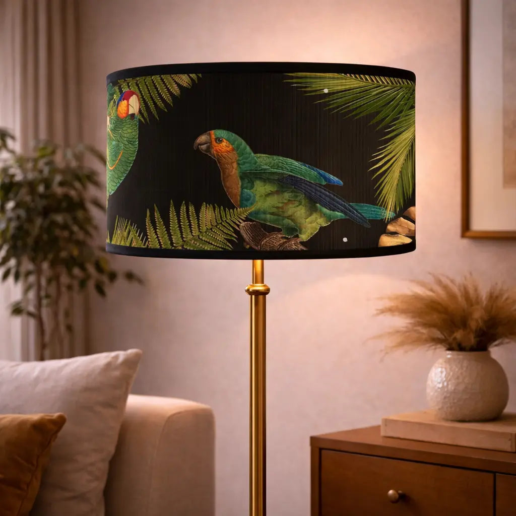 Abat-jour Jungle Perroquet – Motif Tropical Noir Lumyno