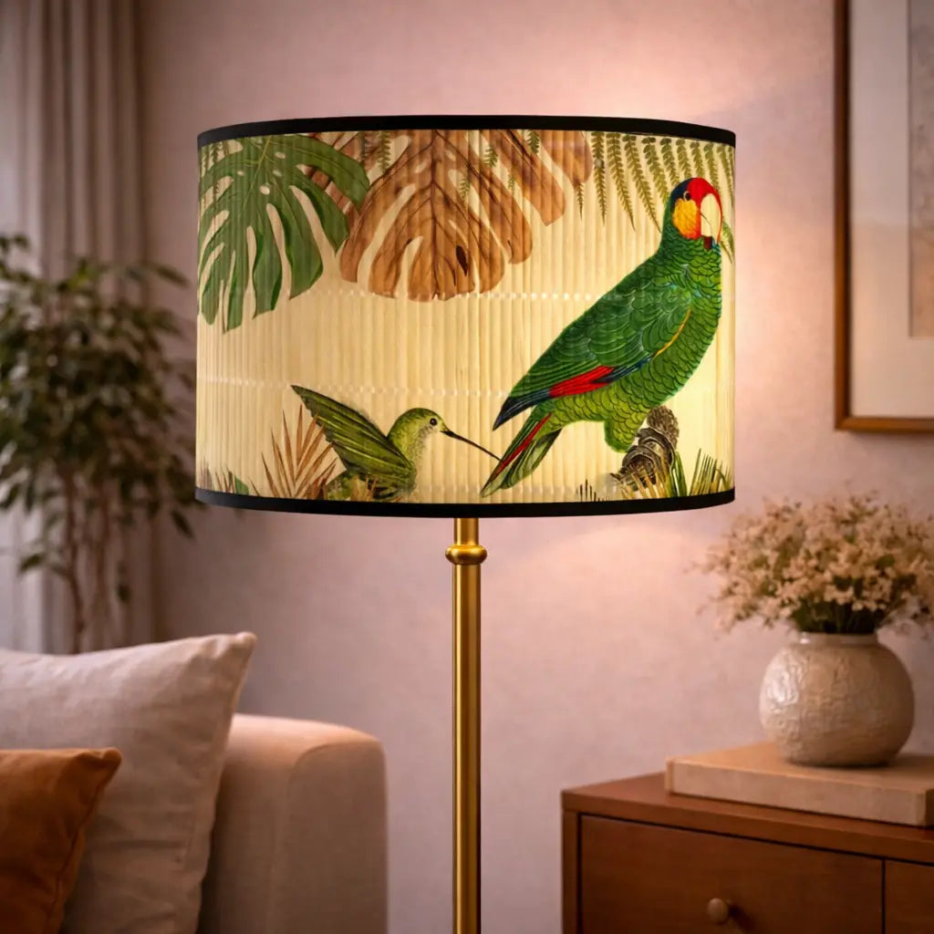 Abat-jour Jungle Perroquet & Colibri – Motif Tropical Naturel Lumyno