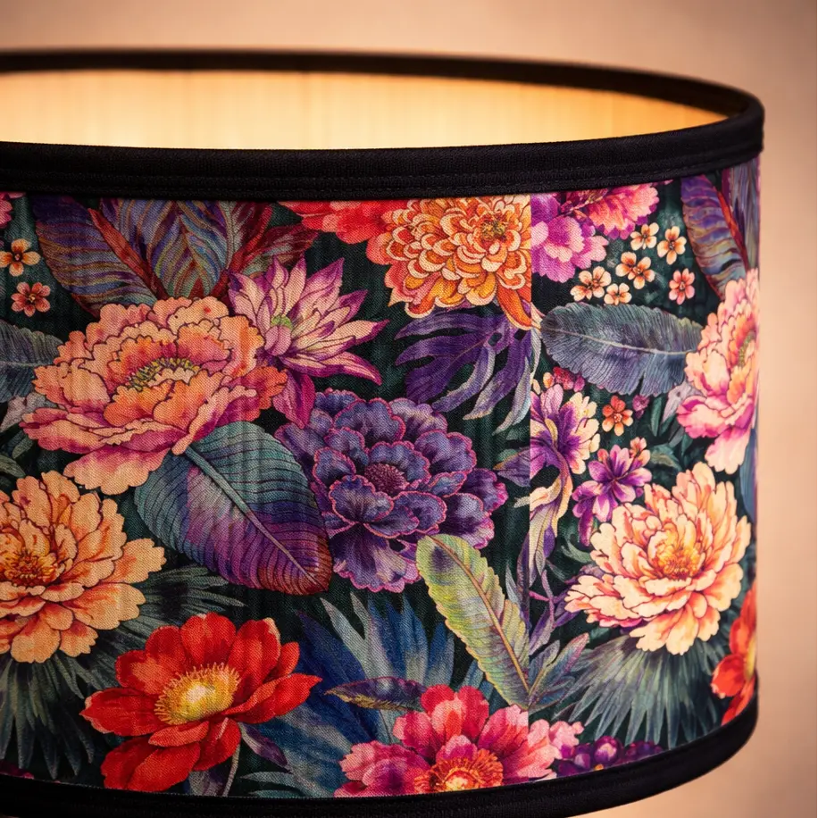Abat-jour Floral Tropical – Motif Fleurs Colorées Lumyno
