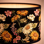 Abat-jour Floral Noir – Motif Tournesols Vintage Lumyno
