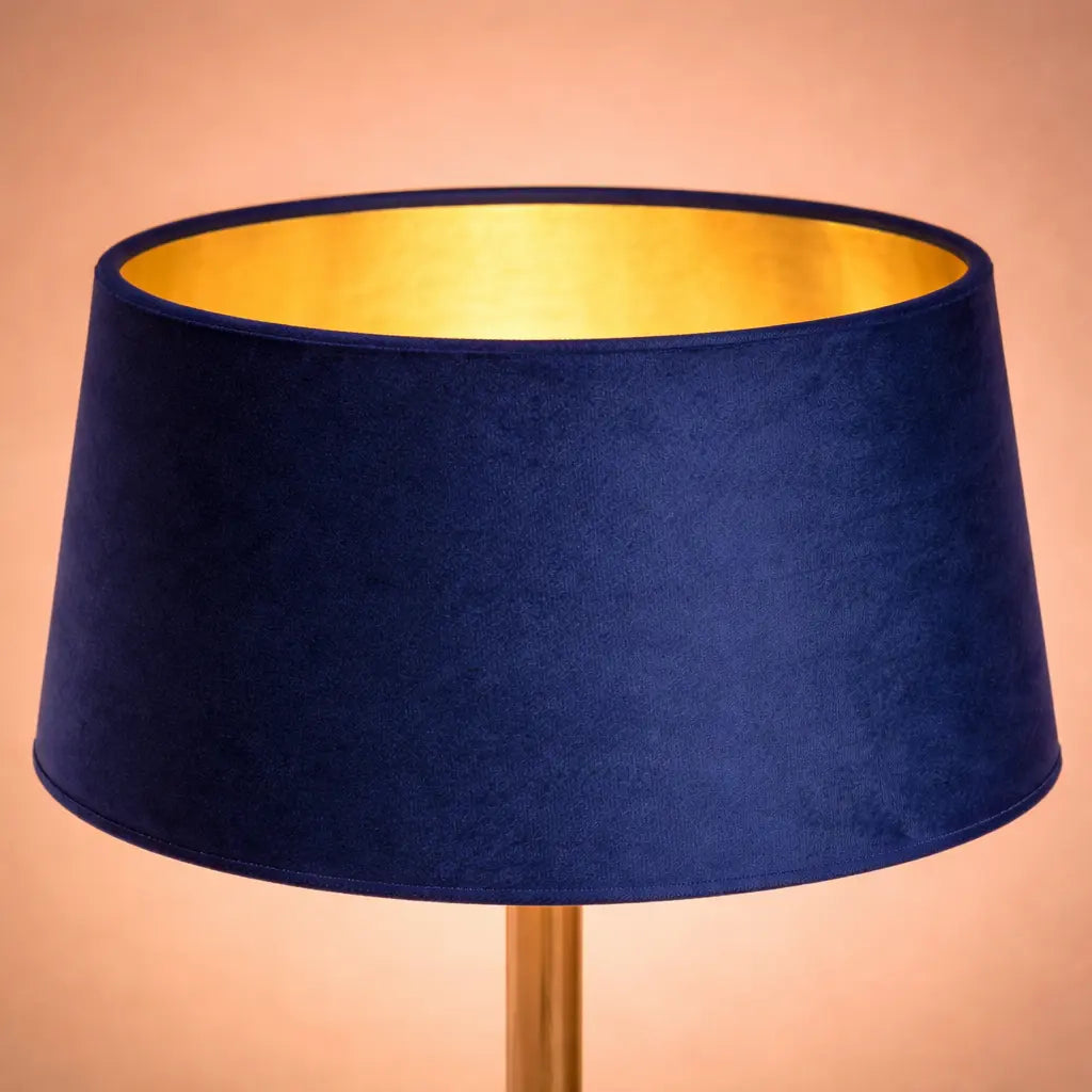 Abat-jour Velours Bleu Nuit – Intérieur Doré Lumyno