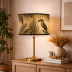 Abat-jour Toucan Jungle–Motif Tropical Vintage Beige