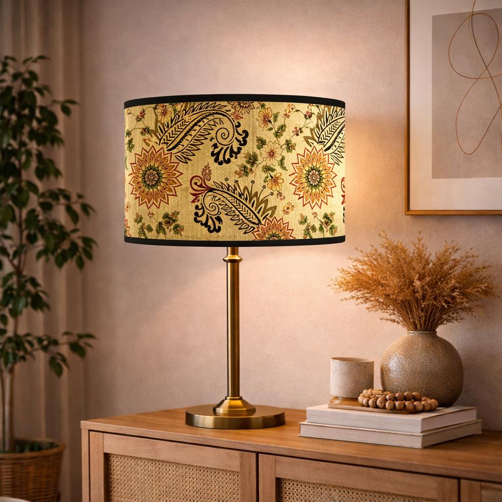 Abat-jour Zen Japonais en Bambou–Motif Floral
