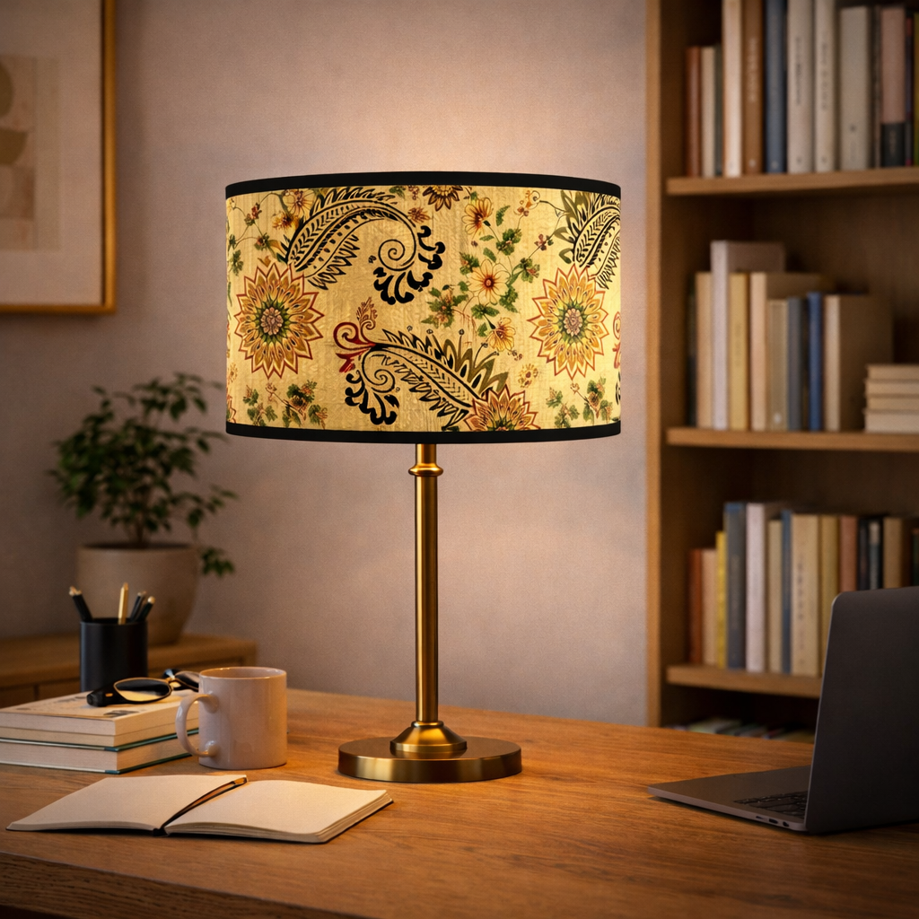 Abat-jour Zen Japonais en Bambou–Motif Floral