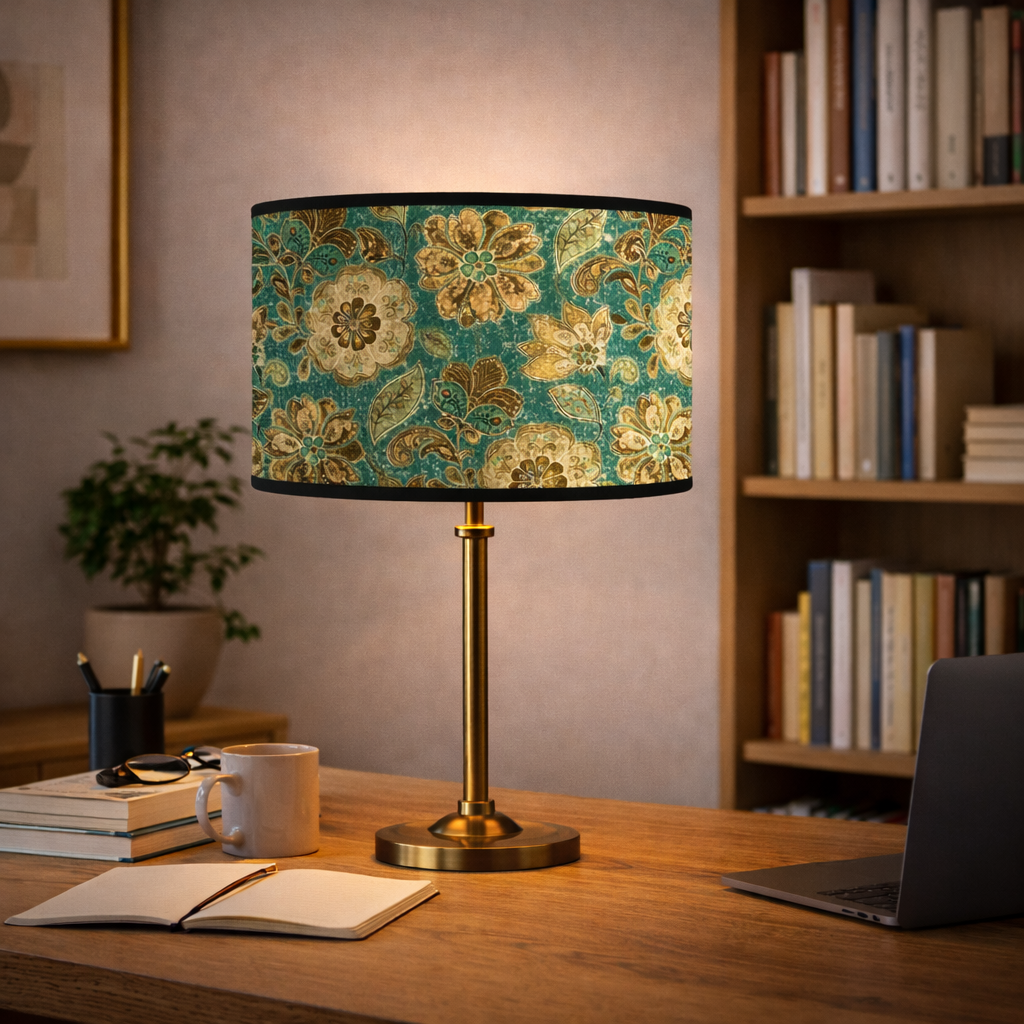 Abat-jour Floral Vintage Vert–Motif Bohème