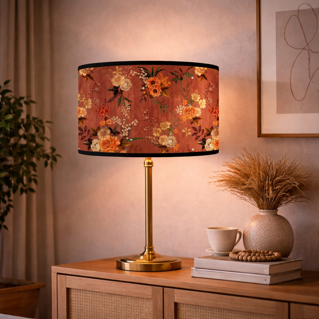 Abat-jour Floral Vintage Terracotta–Motif Fleurs