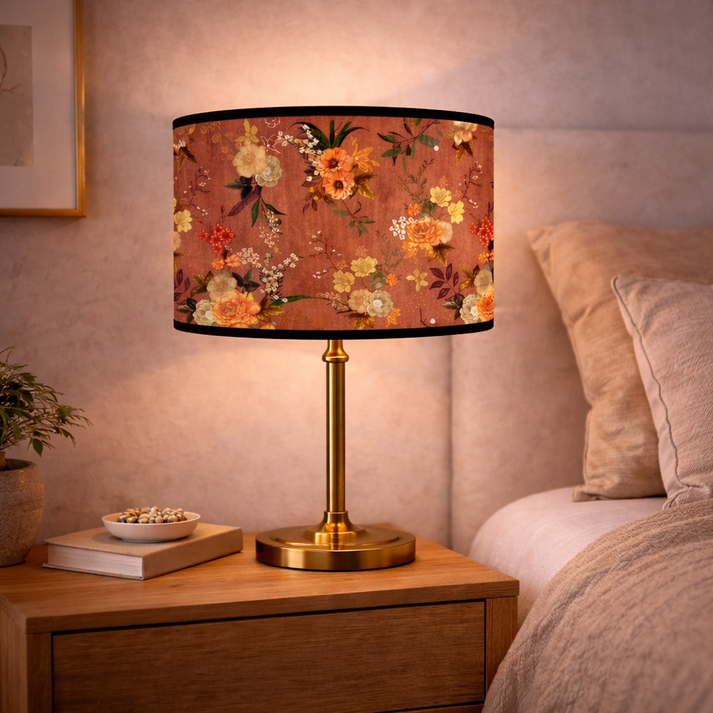 Abat-jour Floral Vintage Terracotta–Motif Fleurs