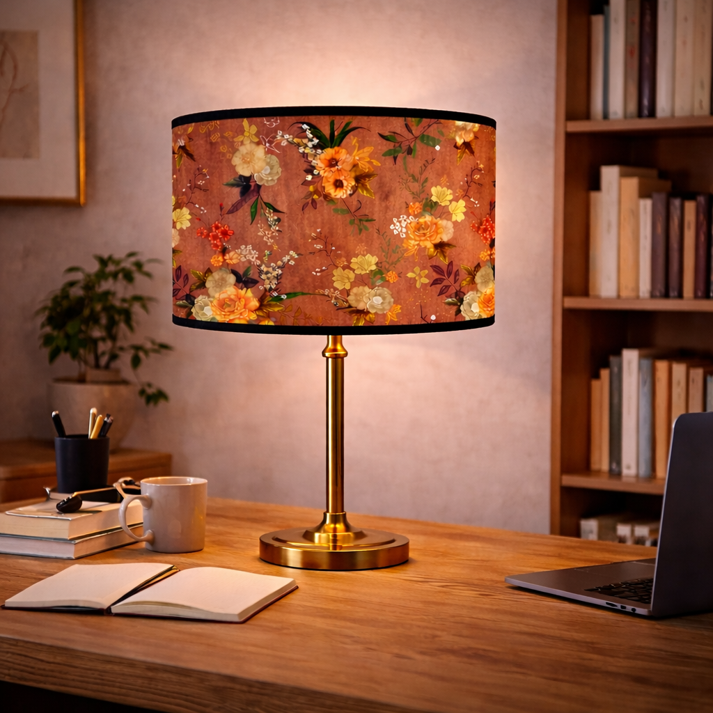 Abat-jour Floral Vintage Terracotta–Motif Fleurs