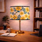Abat-jour Floral Jaune–Motif Fleurs Vintage Lumyno