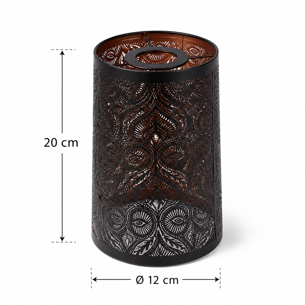Abat-jour cylindrique en fer ajouré bronze - Damas