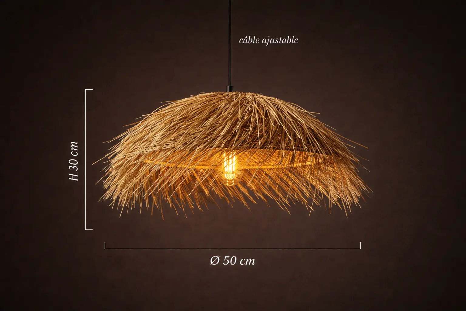 Suspension Paille Naturelle – Lustre Bohème Lumyno