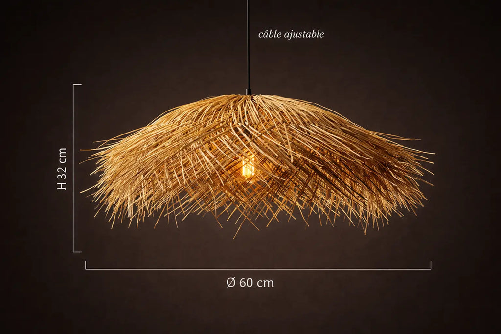 Suspension Paille Naturelle – Lustre Bohème Lumyno