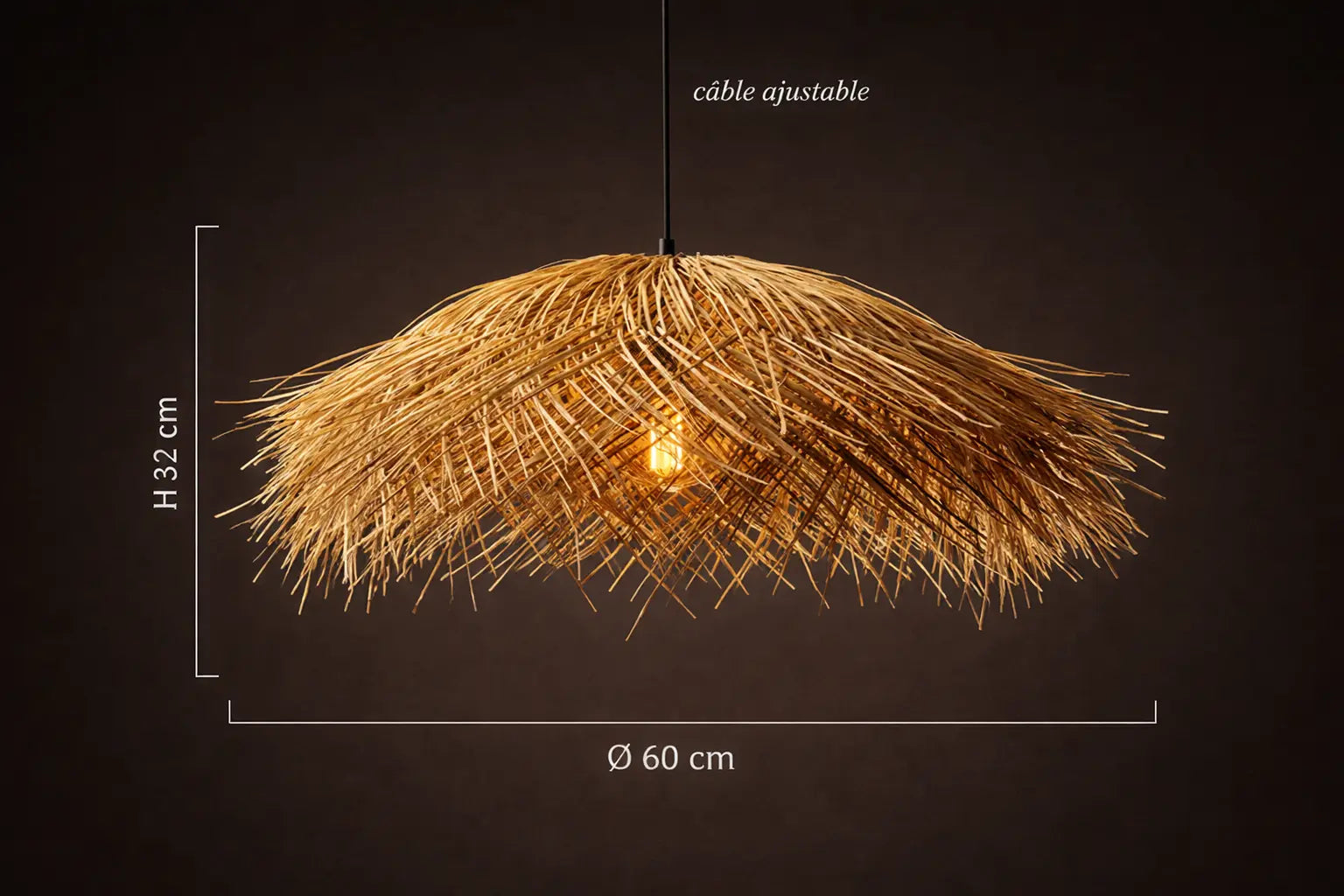 Suspension Paille Naturelle – Lustre Bohème Lumyno