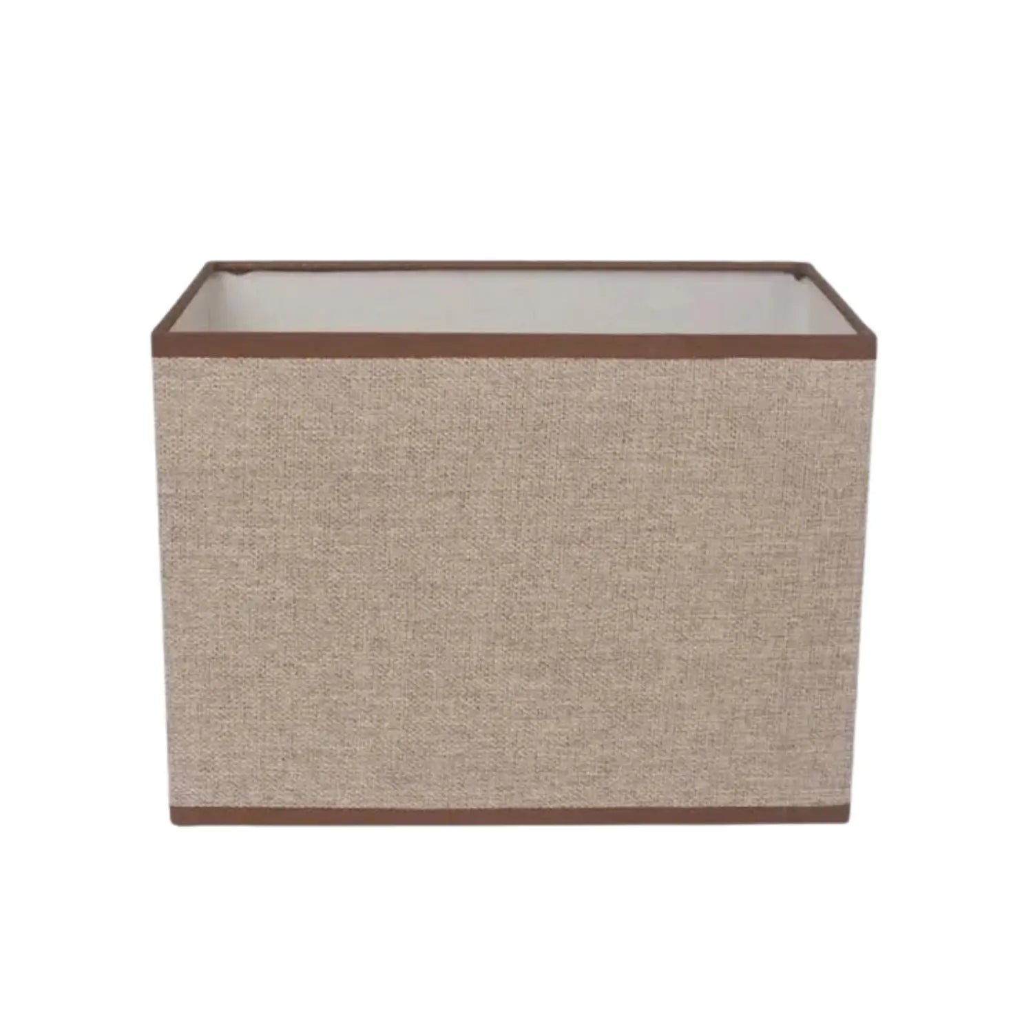 Abat-jour Rectangulaire Lin Beige – Bordure Marron Lumyno