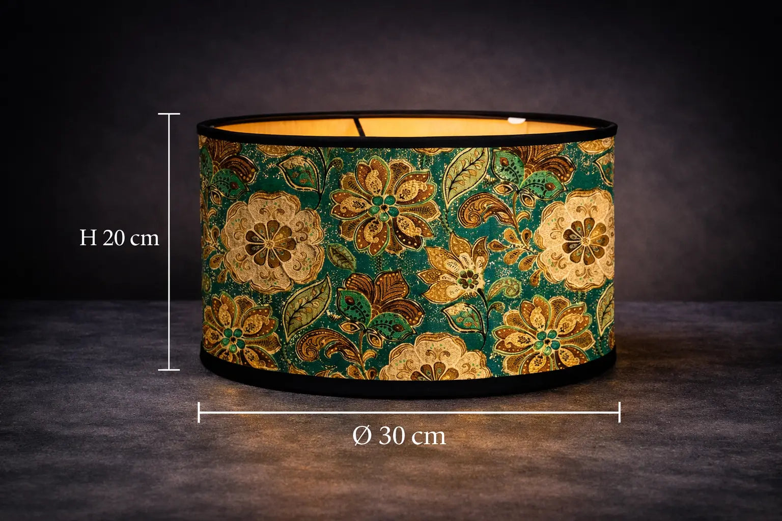 Abat-jour Floral Vintage Vert–Motif Bohème Élégant Lumyno