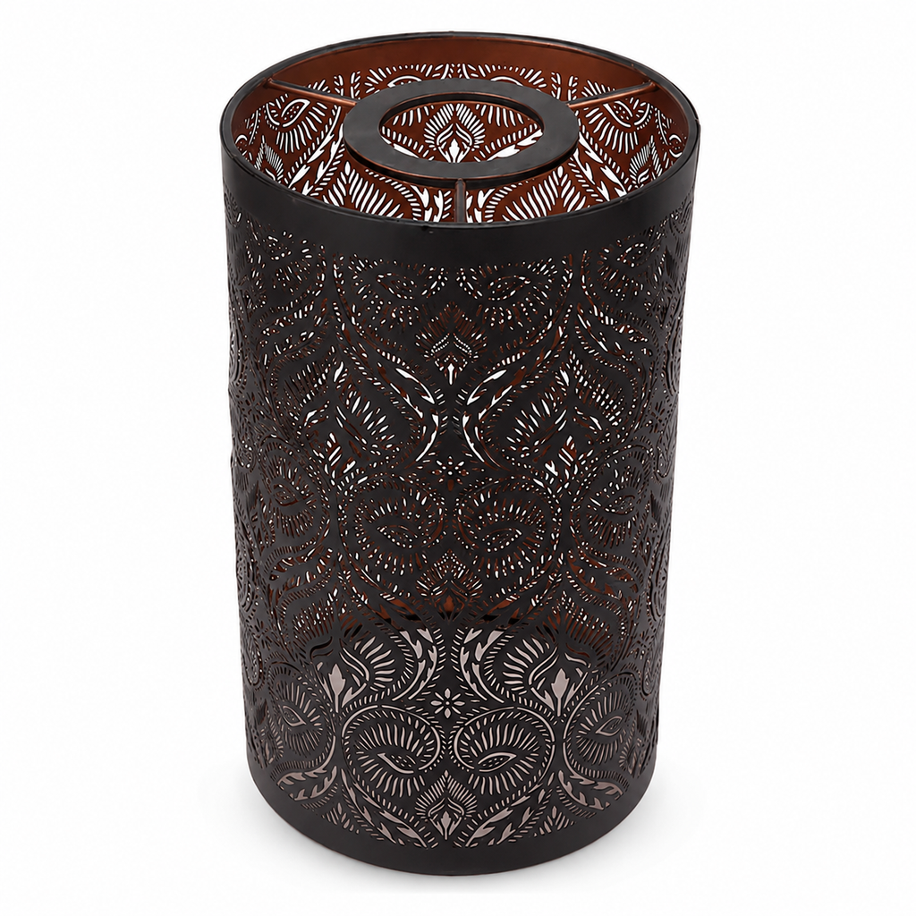 Abat-jour cylindrique en fer ajouré bronze - Damas