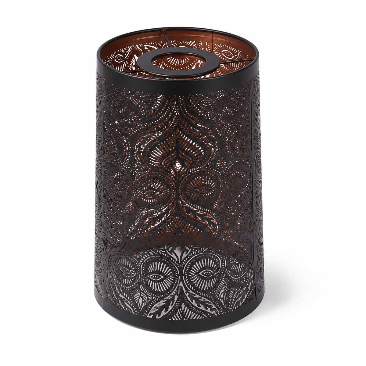 Abat-jour cylindrique en fer ajouré bronze - Damas