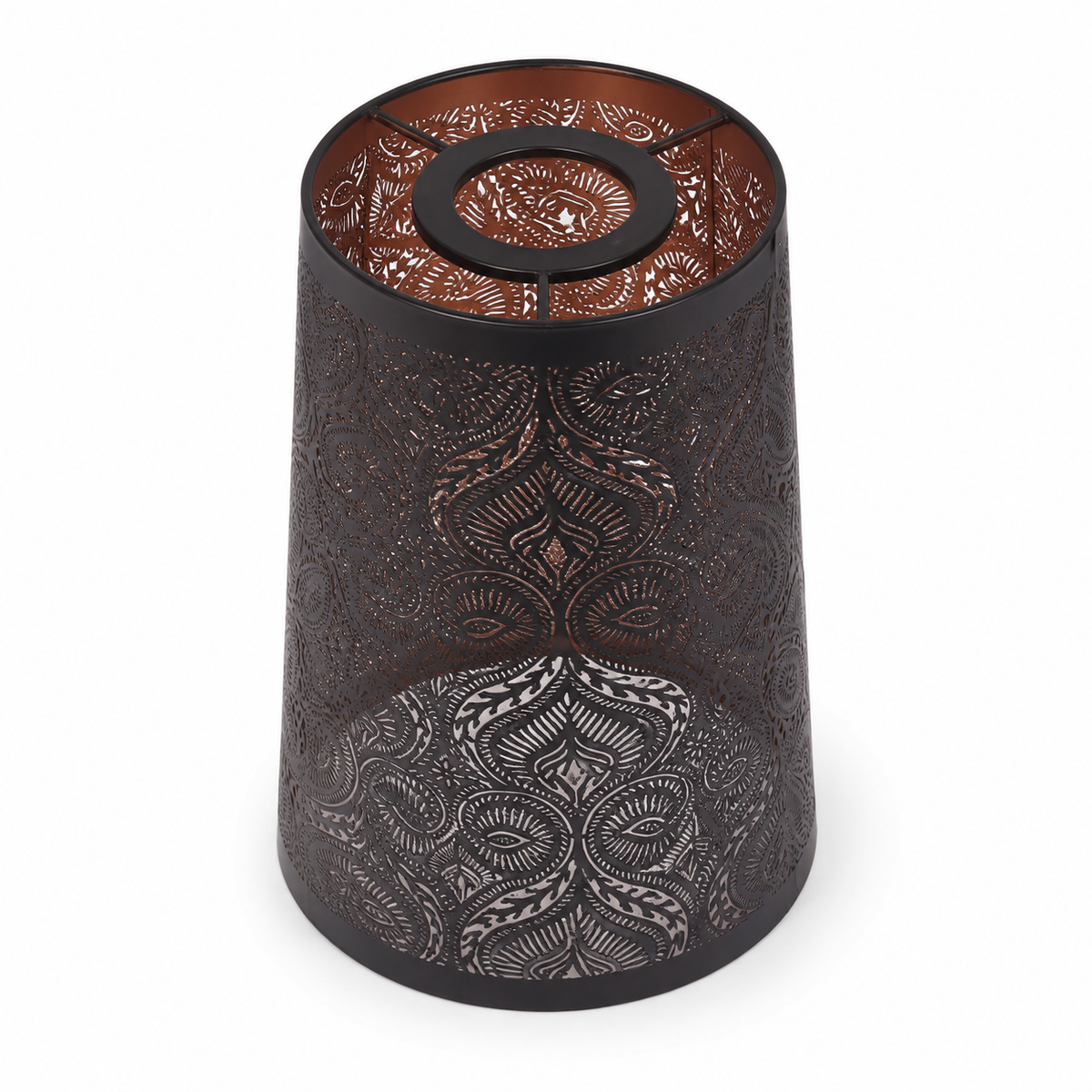 Abat-jour cylindrique en fer ajouré bronze - Damas