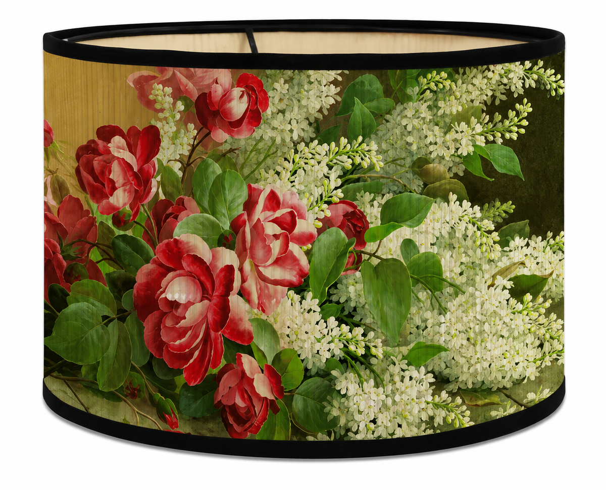 Abat-jour floral roses rouges et lilas - Lilas