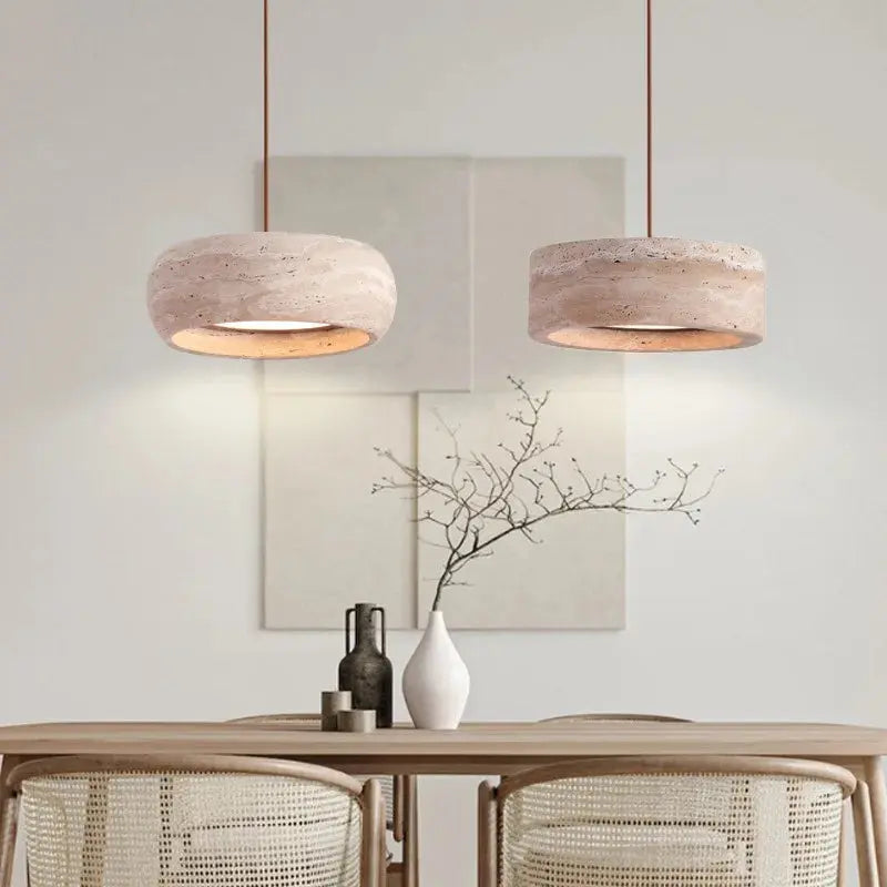 Suspension Pierre Naturelle – Lustre Minimaliste Beige Lumyno