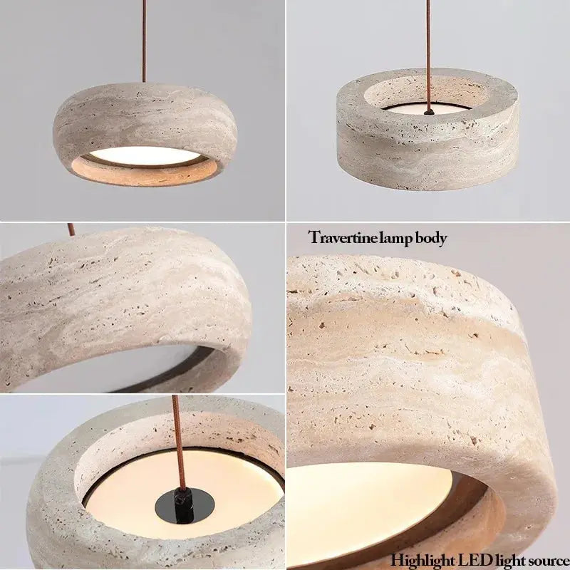 Suspension Pierre Naturelle – Lustre Minimaliste Beige Lumyno