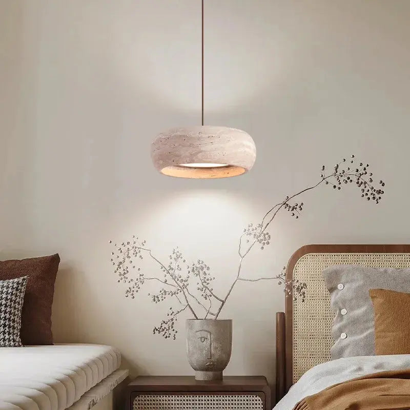 Suspension Pierre Naturelle – Lustre Minimaliste Beige Lumyno
