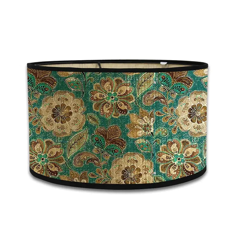 Abat-jour Floral Vintage Vert–Motif Bohème Élégant Lumyno