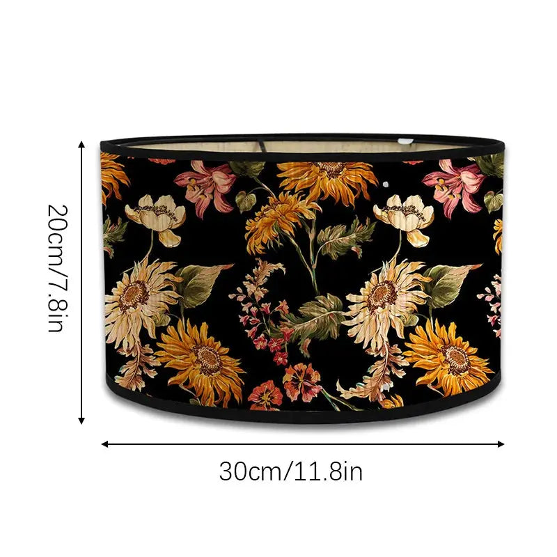 Abat-jour Floral Noir – Motif Tournesols Vintage Lumyno