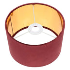 Abat-jour velours rouge bordeaux allumé lumière dorée
