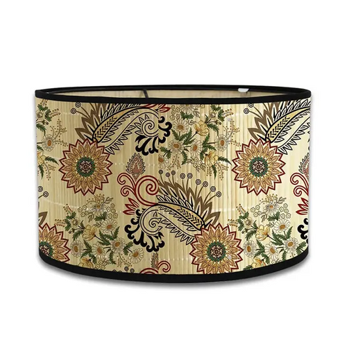 Abat-jour zen japonais bambou motif floral naturel - vue de face
