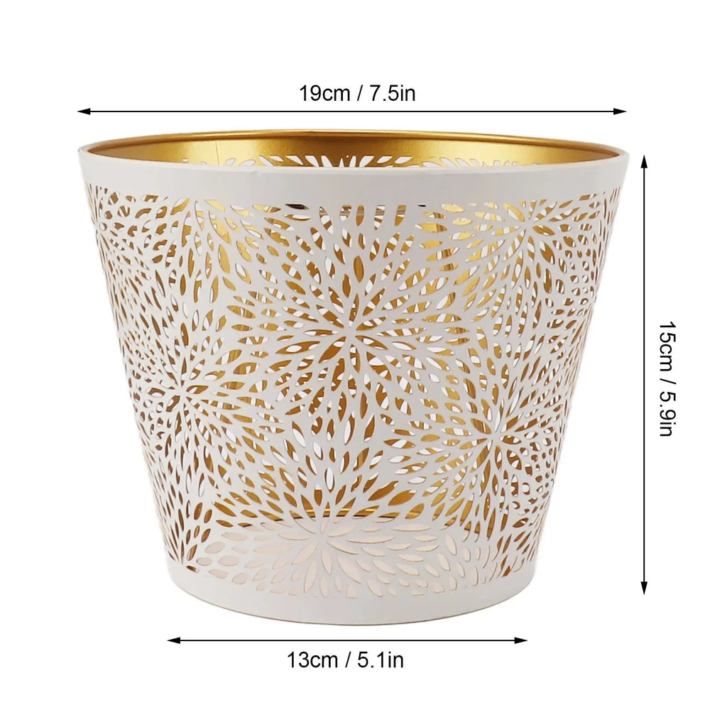 Abat-jour Découpé Blanc & Or – Motif Floral Élégant Lumyno