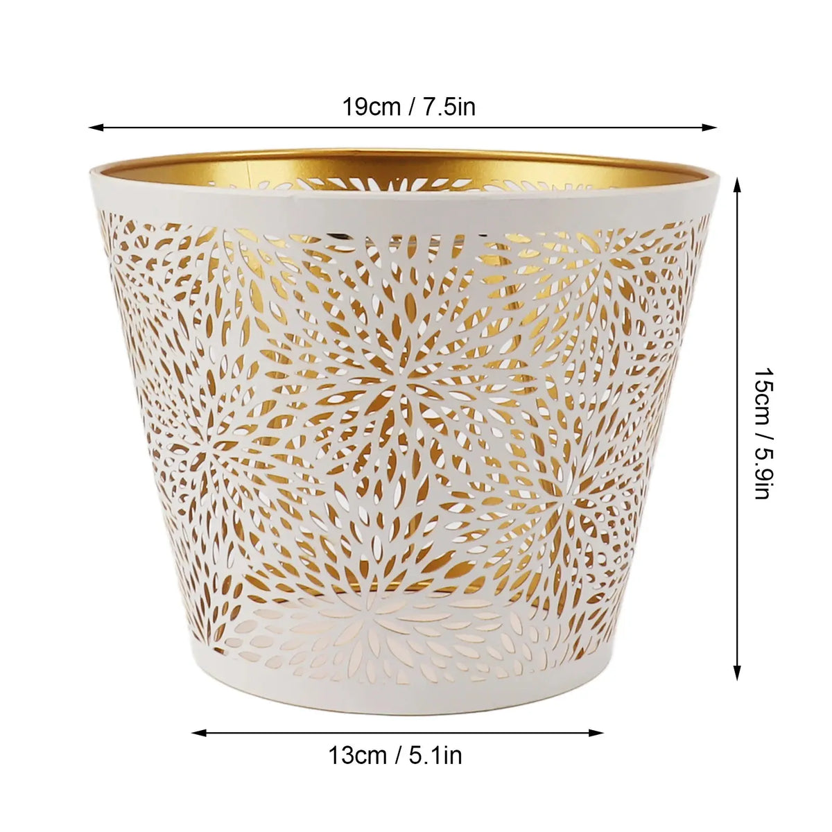 Abat-jour Découpé Blanc & Or – Motif Floral Élégant Lumyno