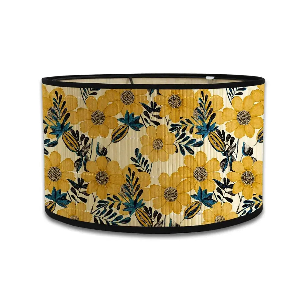 Abat-jour Floral Jaune–Motif Fleurs Vintage Lumyno