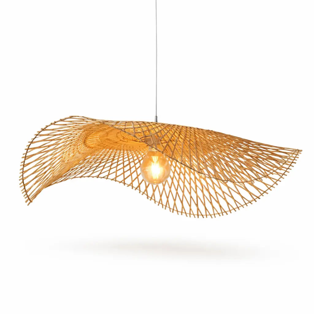 Suspension Design en Bambou – Lustre Ondulé Naturel Lumyno