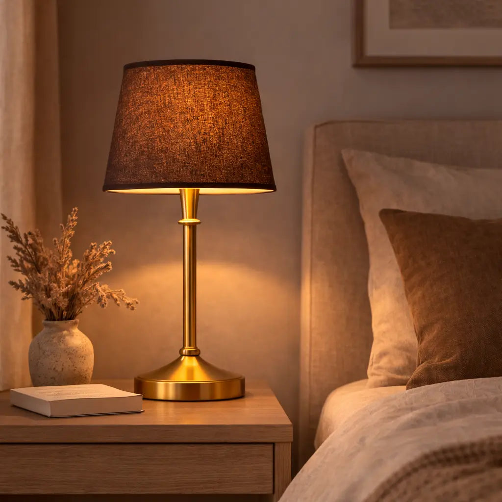 Abat-jour lin marron - salon - chambre