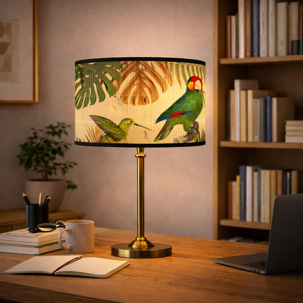 Abat-jour Jungle Perroquet & Colibri–Motif Tropical
