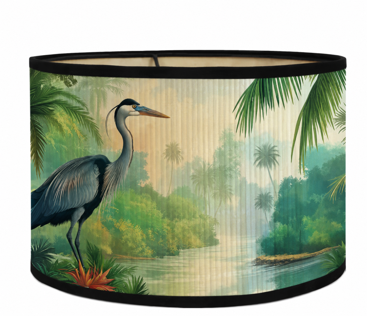 Abat-jour bambou motif héron - Rivage