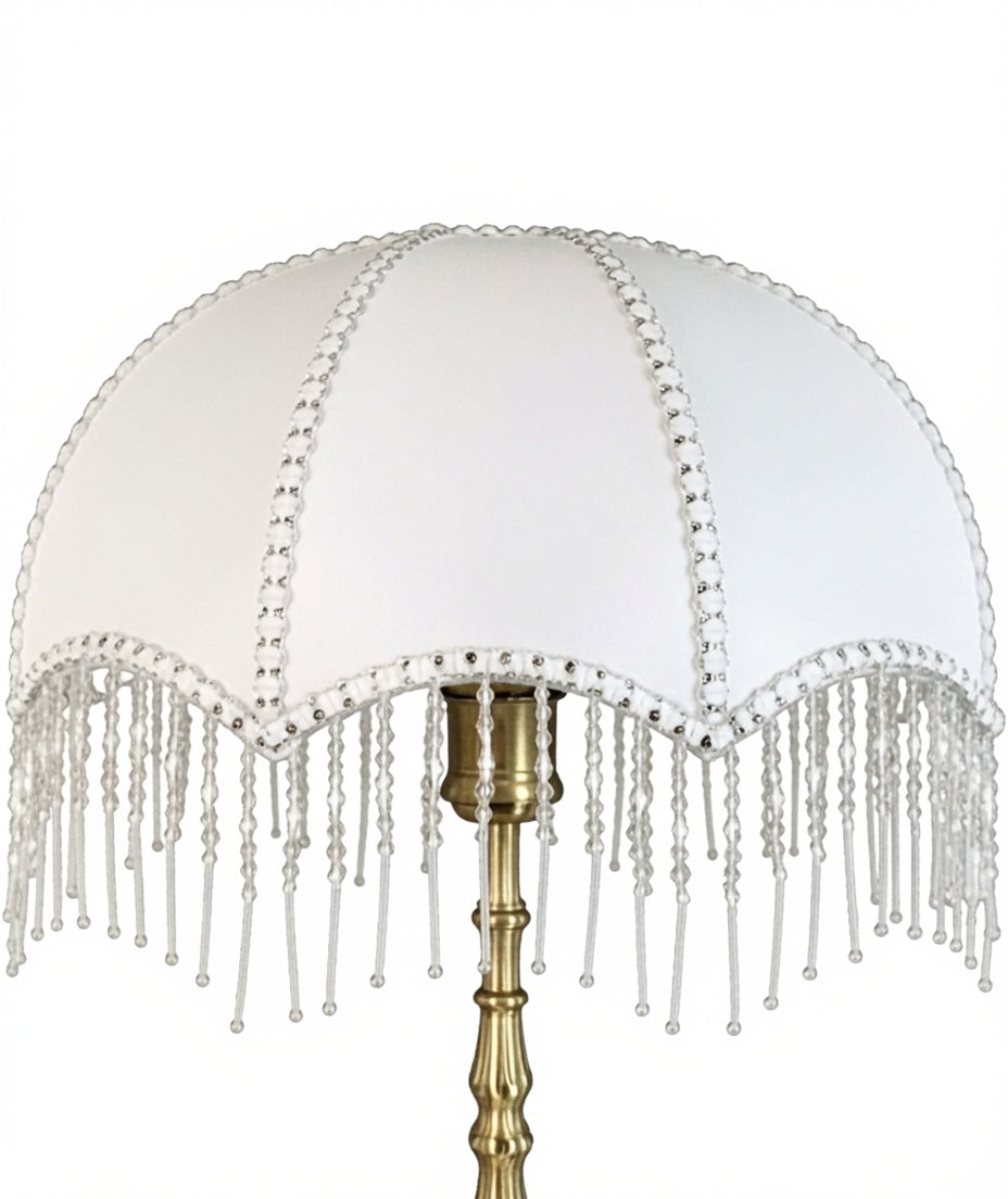 Abat-jour franges perlées ivoire - Opaline